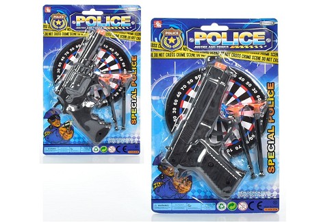 Пістолет 02-2 (288шт) 19 см, мішень, кулі-присоски 2шт, 2 види, на листі 26-26-15см