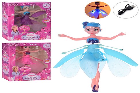 Лялька CY391-1-2-3 (60шт) 19см, літає, реагує на руку, акум, світло, USBзар, 3кол, в кор-ці, 16-19,5