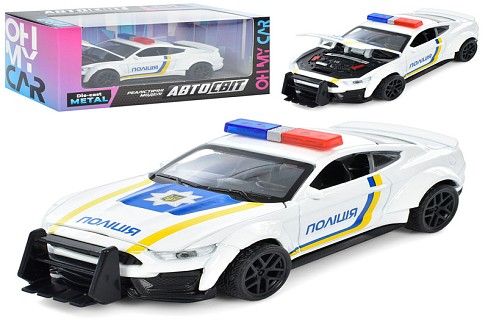 Машина AS-2958 (60шт) АвтоСвіт, метал, інерція, поліція, відкр.капот, 2кольори, в кор-ці, 15,5-8-7см
