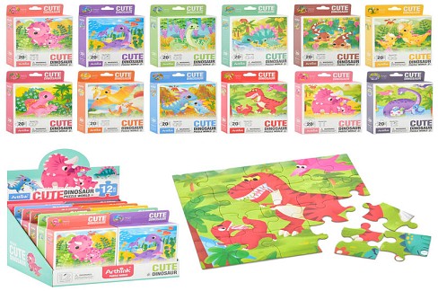 Пазли AK2109УПАК12шт (216шт) динозавр, 20дет, 12шт (12видів) в дисплеї, 25-20-18см