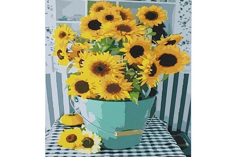 Картина по номерах Соняшники на столі SY6820 Strateg з лаком та рівнем розміром 40х50 см