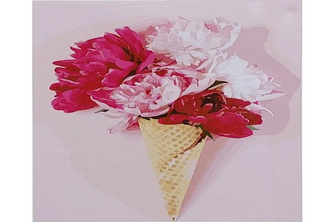 Картина по номерах Півонії в рожку SY6892 Strateg розміром 40х50 см