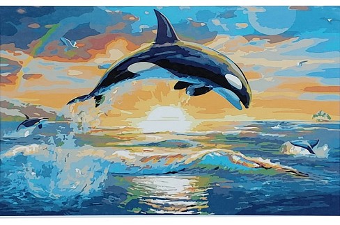 Картина по номерах Косатка на заході SY6915 Strateg розміром 40х50 см