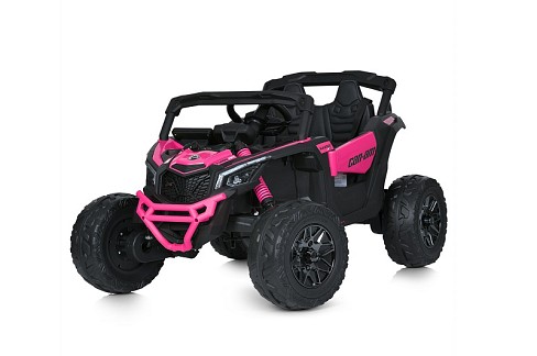 Джип M 5099EBLR-8-2(24V)(1шт) р/к2,4G,4мотори200W, 1акум24V7AH, колесаEVA, шкір.сидіння, рожево-чорн