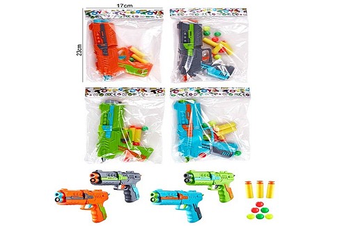 Зброя арт. 6886-4 (400шт/2) 4 кольори, 3 поролонові снаряди та 6 куль у наборі, пакет 23*17см