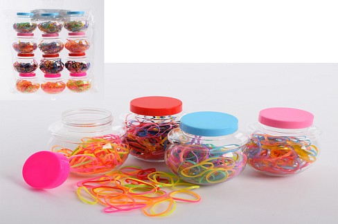 Набір для плетіння браслетів 103-XYG (720шт) резиночки, в колбі, 12 шт (4 кольори) в кульку, 20-27-6