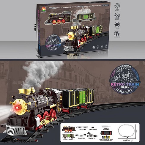 Залізна дорога арт. 699-70A (24шт)  батар. світло,звук,дим, короб. 49,5*32*5см
