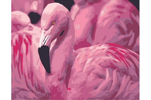 Картина по номерах Рожевий фламінго Strateg розміром 40х50 см (DY229) БЕЗ ЛАКУ