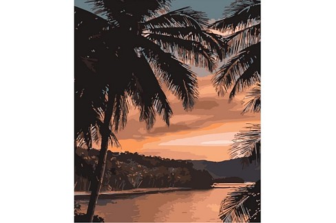 Картина по номерах При заході сонця Strateg розміром 40х50 см (DY247) БЕЗ ЛАКУ