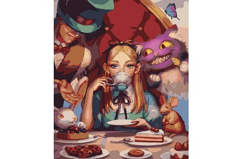 Картина по номерах Аліса в країні чудес Strateg розміром 40х50 см (GS355) БЕЗ ЛАКУ