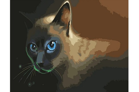 Картина по номерах Блакитноокий кіт Strateg розміром 40х50 см (GS368) БЕЗ ЛАКУ