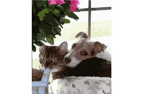 Картина по номерах Відпочинок пухнастіків Strateg розміром 40х50 см (GS407) БЕЗ ЛАКУ