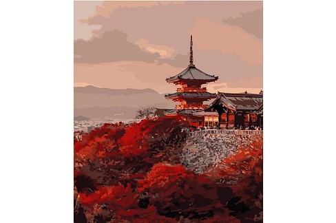 Картина по номерах Захід сонця над Китаєм Strateg розміром 40х50 см (GS457) БЕЗ ЛАКУ