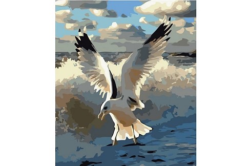 Картина по номерах Чайка на морі Strateg розміром 40х50 см (GS535) БЕЗ ЛАКУ