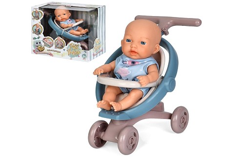 Пупс 7004 (20шт) 18см, коляска 22-18-14см, в кор-ці, 26-21,5-14см