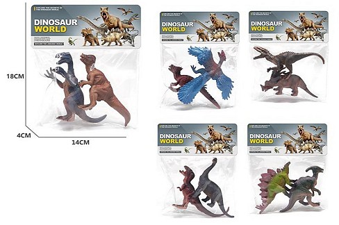 Тварини арт. KL-135 (336шт/2)динозаври, 5 видів мікс, по 2 шт пакет. 18*14*4см