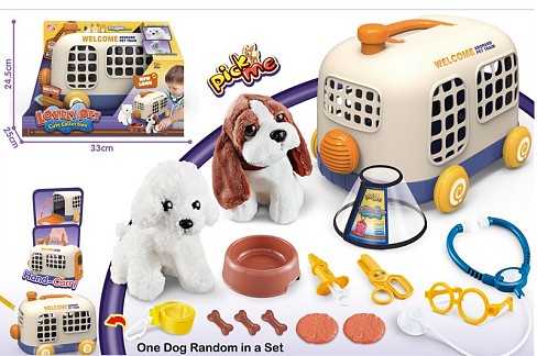 Песик 913-3 м'як.з переноскою та набором 2в.кор.33*24,5*25 /18/