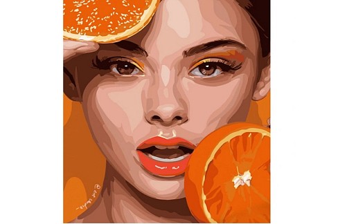 Картина по номерах Апельсиновий портрет Strateg розміром 40х50 см (GS552) БЕЗ ЛАКУ