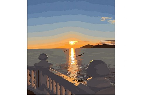 Картина по номерах Світанок на морі Strateg розміром 40х50 см (GS561) БЕЗ ЛАКУ