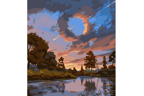 Картина по номерах Падаюча зірка над річкою Strateg розміром 40х50 см (GS578)