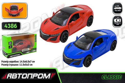 Машина мет. АВТОПРОМ арт. 4386 (96шт/2) 2 кольори 1:38 2017 Acura NSX, батар,світло,звук,відкр.двері