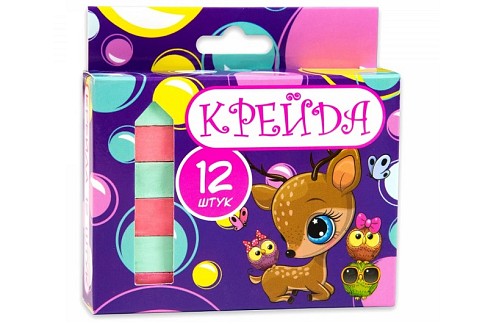 Крейда Квадрат шкільний - 12 штук Strateg різнокольорова (50114)