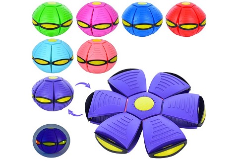 Літаюча тарілка MR 1002-3 (60шт)трансформер 22,5 см, м'яч, 4кол, світло, на бат (таб), в кульку 27-2