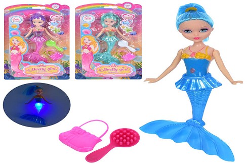 Лялька C970-1-1 (144шт) русалонька 20см,гребінець,сумака,3 види, на листі 30-16,5-2,5см