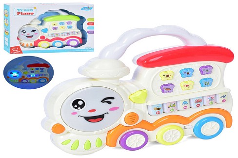 Піаніно 898 (24шт) паровозик, 2 кольори, музика, світло, на бат-ці, в кор-ці, 30-26-5,5см