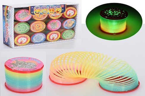 Пружинка 5D-T3 (360шт) 6,5см, світло, проектор нічного неба, бат-таб, 12шт (6вид) в дисплеї, 24-19-7