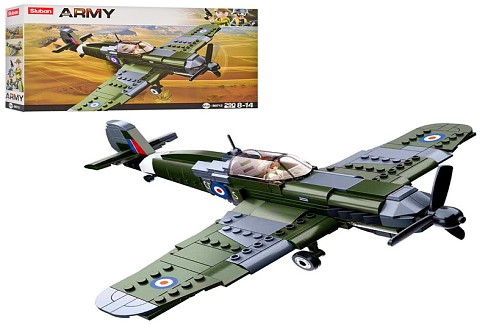 Конструктор SLUBAN M38-B0712 (16шт) військовий, літак, фігурка, 290дет, в кор-ці, 38-24-7см