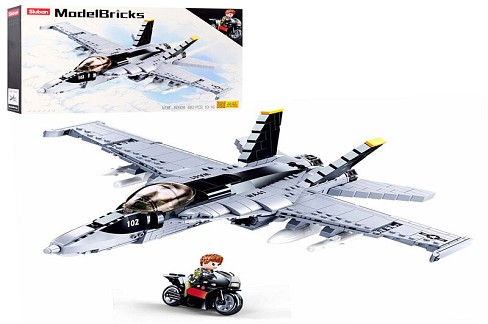 Конструктор SLUBAN M38-B0928 (12шт) військовий літак 41,4см, 682дет, в кор-ці,  52-33-7см