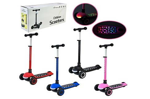 Самокат 3-х колесний арт. SC9026 (6шт)  складний зі світлом,колеса PU LED підсвітка, муз, 3 кольори