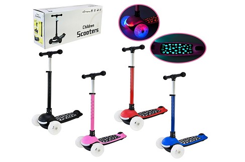 Самокат 3-х колесний арт. SC9027 (6шт)  складний зі світлом,колеса PU LED підсвітка від батарейок, м