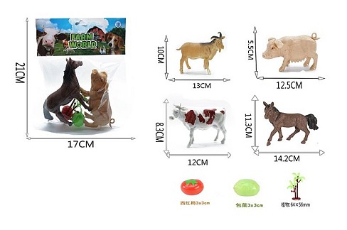 Тварини арт. 1369D-2 (168шт/2)домашні Іграшковий набір тварин, 2 види мікс, 2 шт  пакет. 21*17см