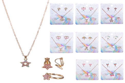 Біжутерія арт. B4316 (200шт) 3в1 сережки, кільце, підвіска, мікс видів, планшет. 8*10*0,5см