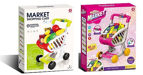 Супермаркет арт. 922-156/157 (18шт/2)  батар. мікс 2 види, світло, звук, візочок, продукти короб. 38