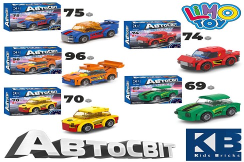 Конструктор KB 6000 (100шт) машинки, від 69 деталей, 5 видів, в кор-ці, 16-13,5-4см