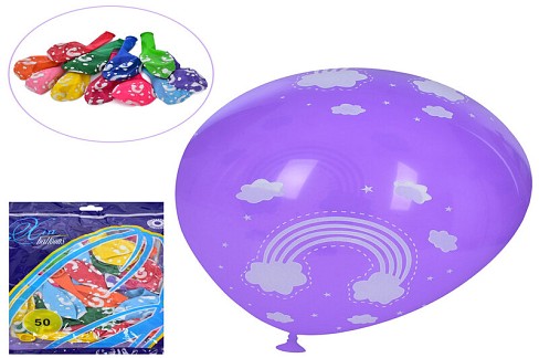 Кульки надувні MK 1039-16 (50шт) 12 дюймів, принт, мікс кольорів, 50 шт в пакеті