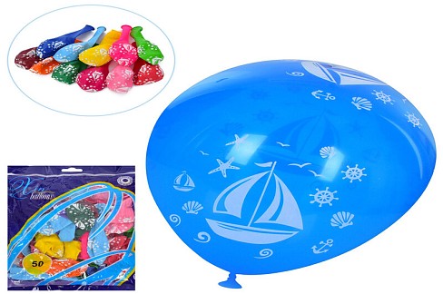 Кульки надувні MK 1039-15 (50шт) 12 дюймів, принт, мікс кольорів, 50 шт в пакеті