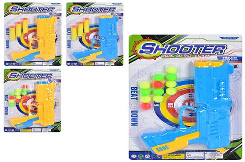 Пістолет 811-16-17 (196шт) 20см, кулі-присоски 3шт, кулі 12шт, 2 види (2 кольори), на листі, 16-27-3