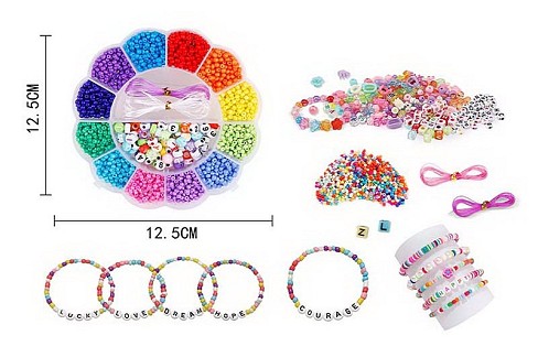 Бісер арт. T026A-MZ1 (360шт/2) бісер, намистини, гумка, короб. 16*16*2см