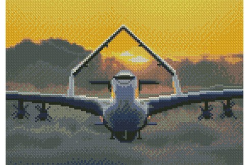 Алмазна картина Байрактар на заході сонця Strateg розміром 30х40 см (HX495)