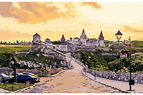 Картина по номерах Каменець-Подільський замок при заході сонця  розміром 30х40 см (SS-6585)