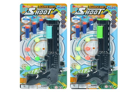 Пістолет 6025-2 (180шт)25см,кулі присоски, 3шт,кули 6шт,2 кольори, на листі 32-15-3см