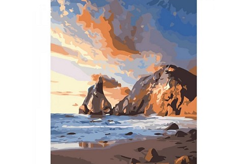 Картина по номерах Скала у морі Strateg розміром 40х50 см (GS694)