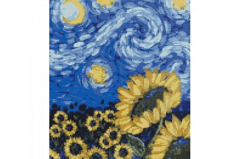 Алмазна картина Соняшники в стилі Ван Гога Strateg розміром 30х40 см (KB097)