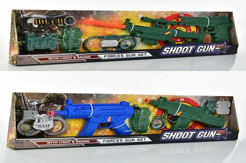 Набір зі зброєю 696-698-2 (18шт) автомат, годинник, наручники, 2види, кор.,70-19-5см