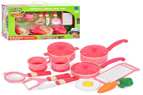 Набір посуду 666-2A (24шт) 12 предметів, кухонні прилади, чашки, терка, овочі, кастрюля, в кор-ці, 3
