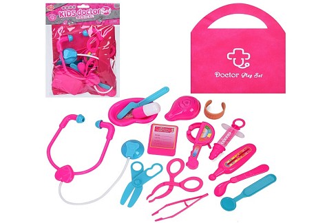 Набір лікаря KJ2041A-6 (72шт) стетоскоп, ножиці, медичні інструменти, сумка, у пакеті, 18-26-4см